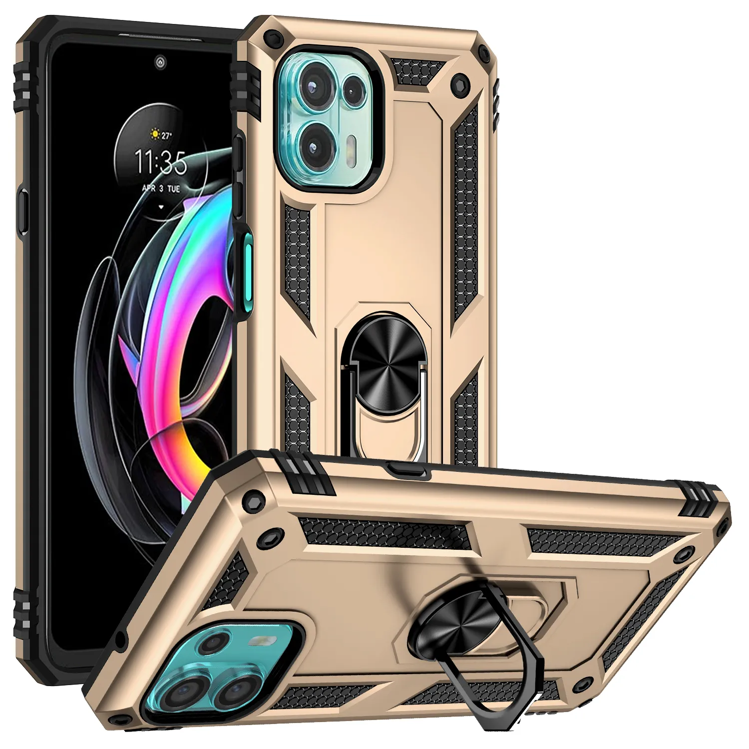 Shockproof Military Hybrid Armor Ring Stand With Magnetic Mount
