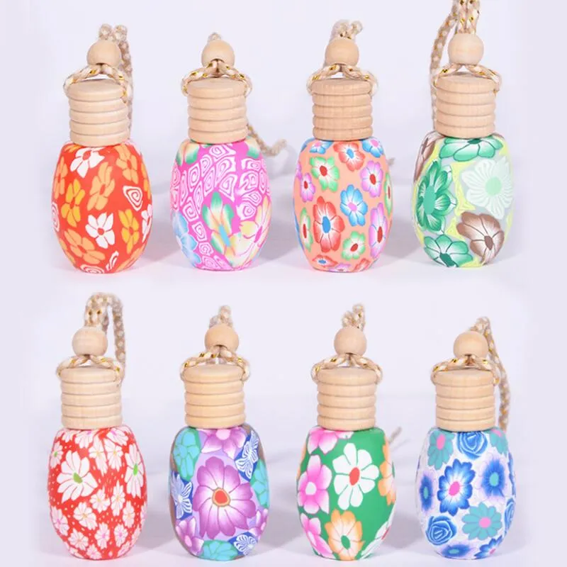 Hanging Rope Polymer Clay Empty Bottles 15ML Essential Oil Perfume Car Decoration Mix Colors Car Diffuser Bottles LX3661