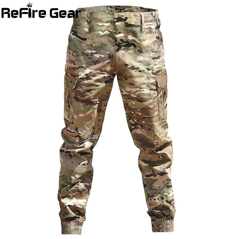 ReFire Gear Camouflage Tactique Jogger Pantalon Hommes Armée Combat Airsoft Militaire Pantalon Pantalon Casual Mode Imperméable Pantalon Cargo 201113