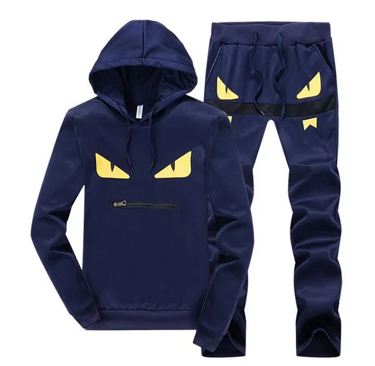 Hommes Hoodies Sweatshirts Automne et Hiver New Monster Slim Casual Cartoon Ensembles de Head Sports Suit Couple Modèles Hommes Sportswear Jogging