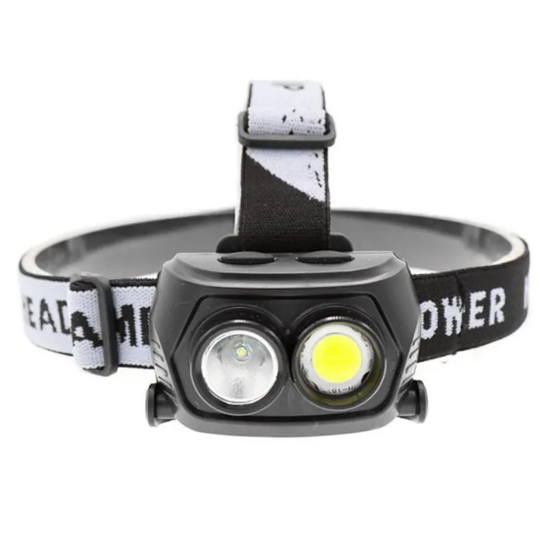 COB LED Headlamp Outdoor Headlamp Camping Torcz Reflektor Wycieczkować baterią