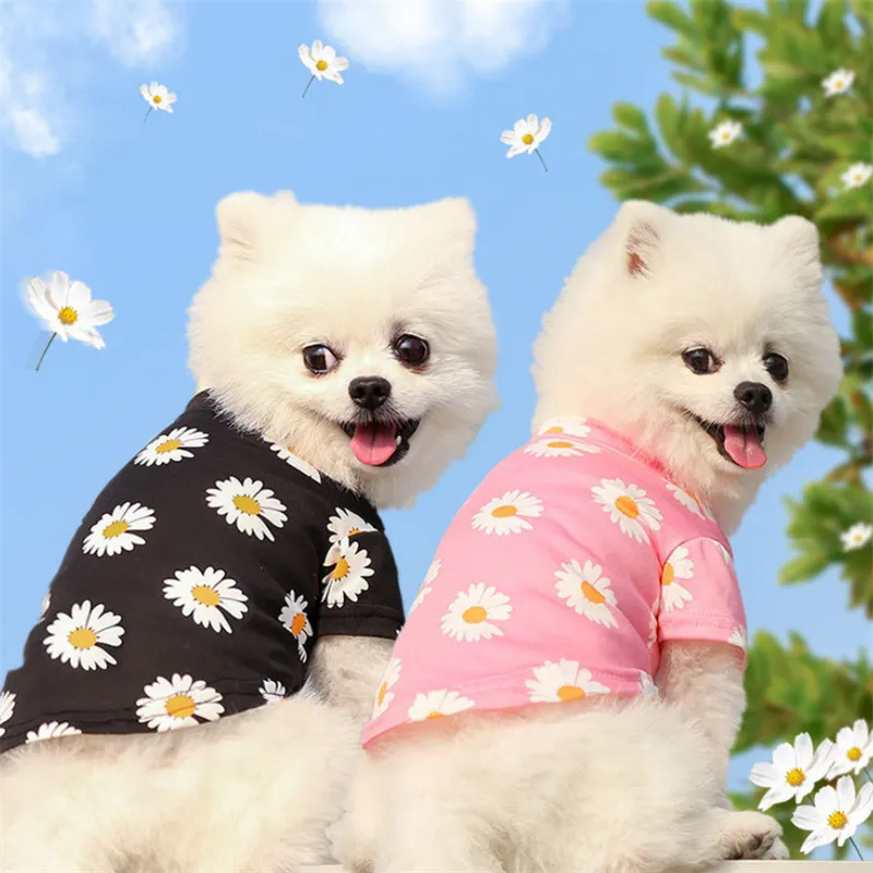 Abbigliamento per cani camicia cuccioli Vestiti Primavera Estate latte seta Little Daisy traspirante Chihuahua Bulldog francese Teddy Perro Pet Costume camicie per cani per cani di piccola taglia media