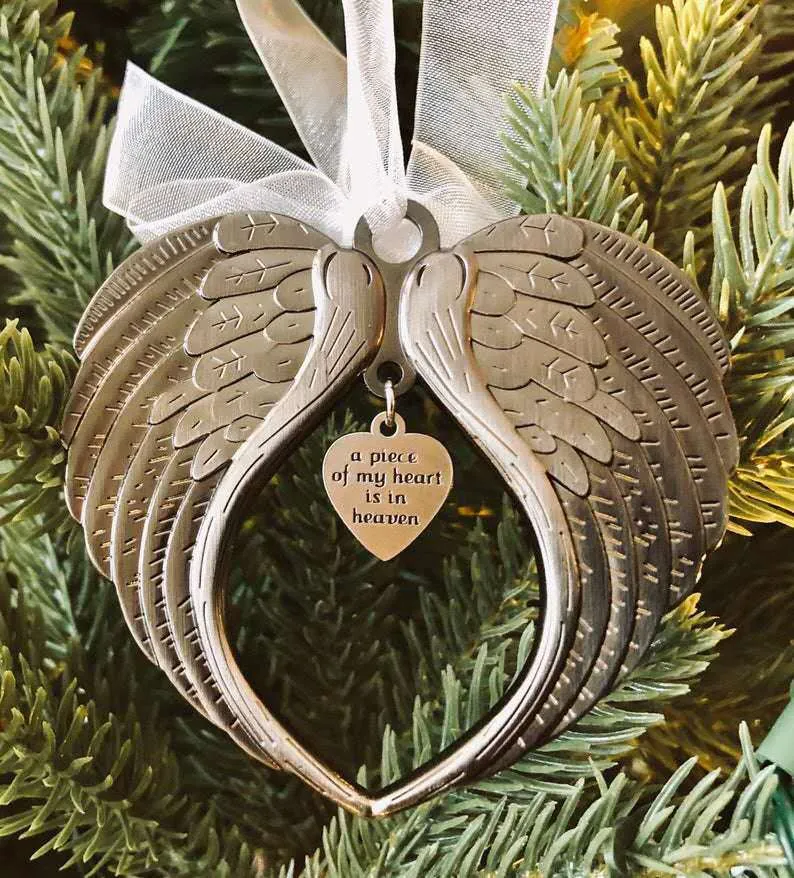 Ängel vingar prydnad dekorationer för hem hänge en bit av mitt hjärta är i himmel prydnad julgran i vårt minne hängande ornament