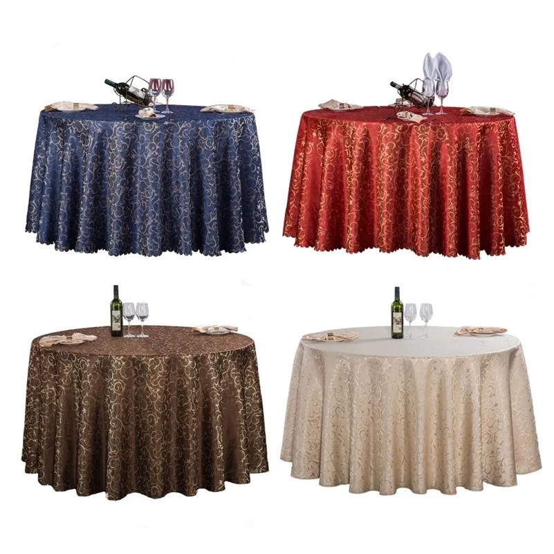 1PC Red/Blue/Coffee 7 Colors Europe Luxury Polyester Gold Leaf Tablecloth Round For Wedding Party Decor Hotel Table Cloth Cover LJ201223