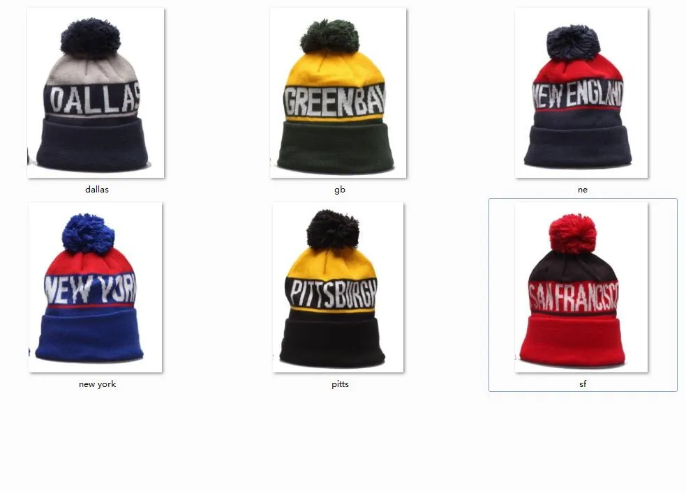 New Beanies Football Beanies 2020 Sport Knit Hat Pom Pom Hats Hot NY GB SF NE Teams Knits Mix And Match All Cap