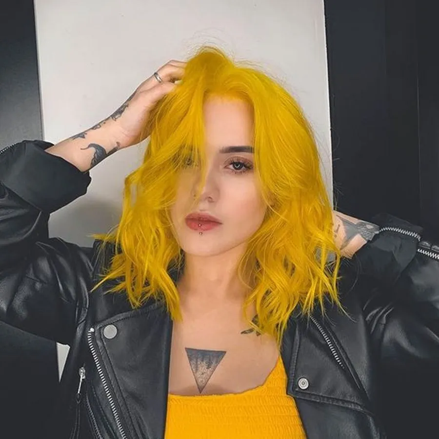 Berri Yellow LACEFRONT Yellow Bob WIG *NWT* Amazon.com : Half Hand Tied Synthetic Hair Wigs Short Bob  main image 2
