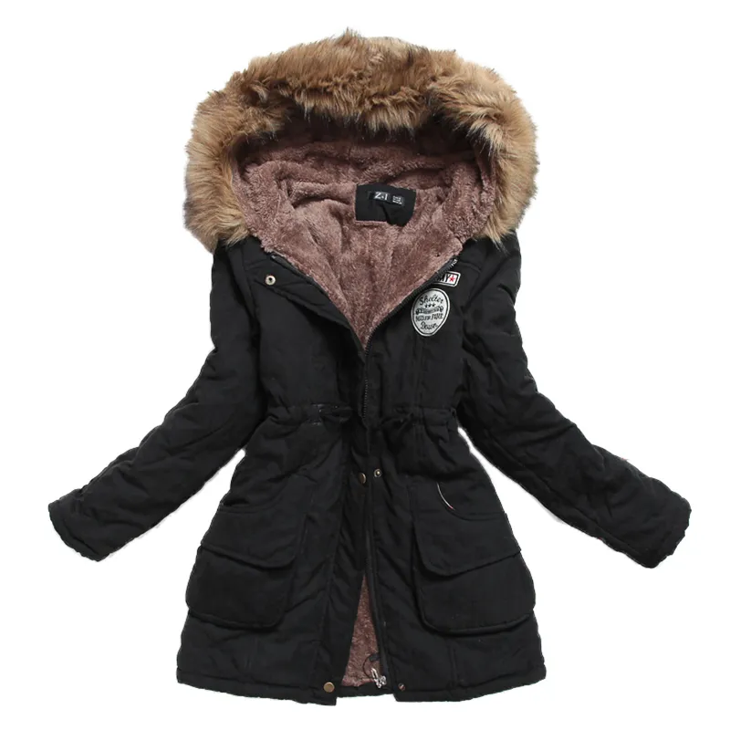 Nouvelle veste d'hiver pour femmes mi-longue épaissie plus taille 4XL vêtements d'extérieur manteau à capuche mince parka veste rembourrée en coton pardessus 201103