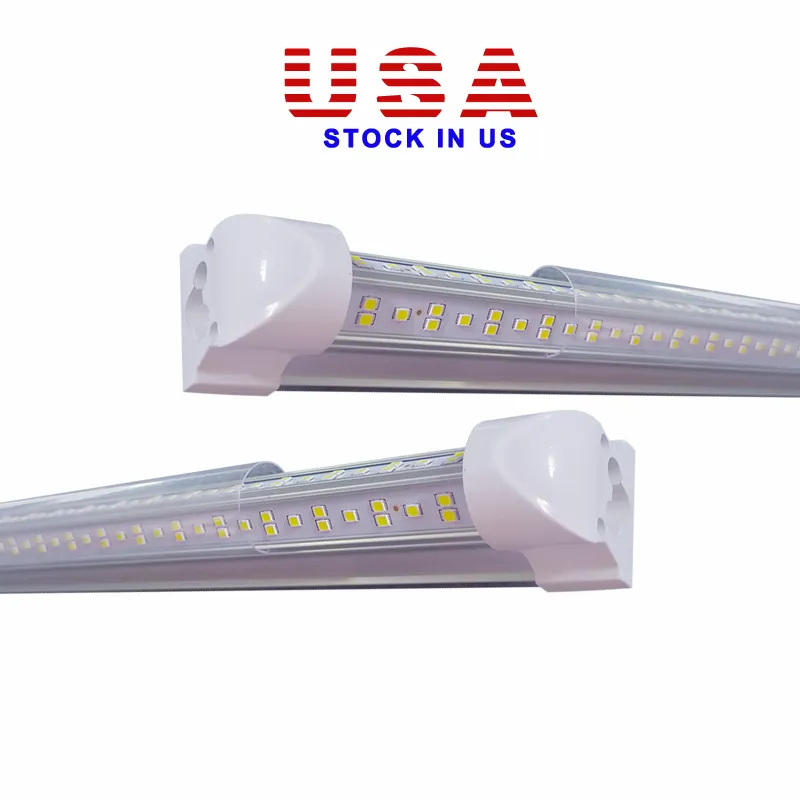 V-förmige T8 LED-Röhrchen integrierte Kühlertür USA Amerika LED-Zwiebeln 4ft 5ft 6ft 8ft LEDs Leuchtstoffleuchte AC85-265V Hardwired Shop Lights für Werkstatt