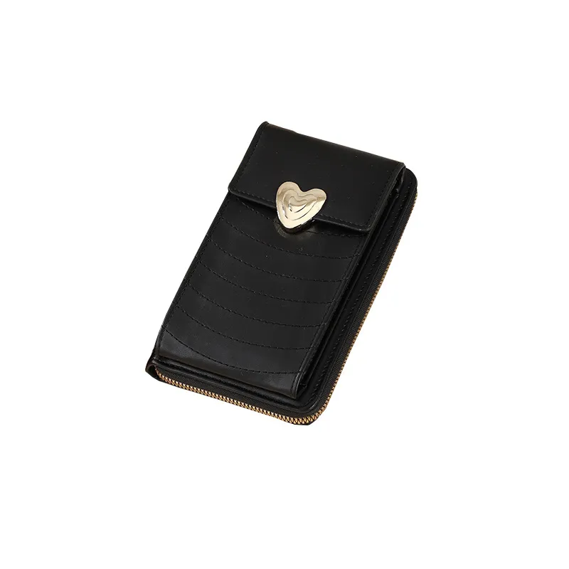 韓国の新しいロングクラッチコイン財布バッグトレンドラブカード財布シンプルなファッション電話バッグクロスボディ女性