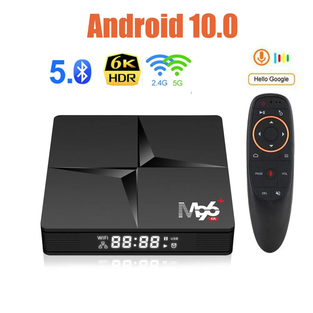 Neue 4 GB RAM 32 GB ROM M96+ Android 10.0 TV Box Sprachfernbedienung RK3318 Quad-Core Dual Wifi Smart Media Player VS H96 Max