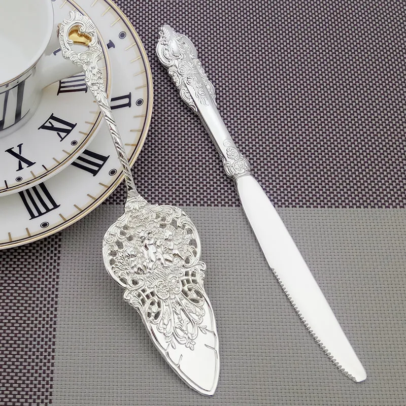 8" Silver Wedding Knife Shovel for Cake Spatula Cutlery Silverware Cheese Cutter Spatula Birthday Party Tableware Decoration Y200610