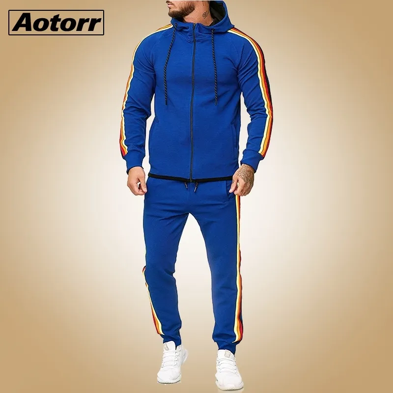 2 peças outono corrida de corrida homens zíper zíper jaqueta moletom + calças esportes set ginásio roupas homens sportwear outfit 5xl 201124