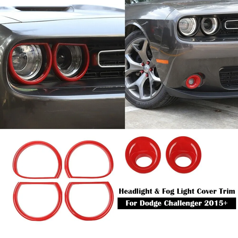 Copertura per fendinebbia anteriore per auto rossa/copertura per anello faro anteriore per accessori esterni Dodge Challenger 15+