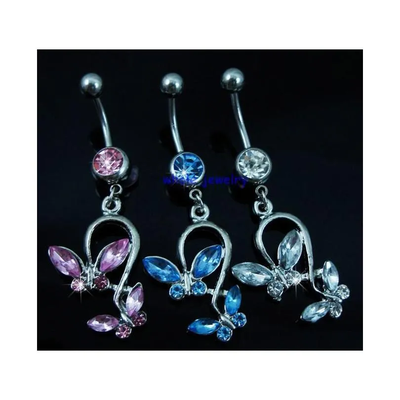 d0053 ( 5 colors ) bowknot style belly button navel rings body piercing jewelry dangle accessories fashion charm (10pcs/lot)jfb-7212