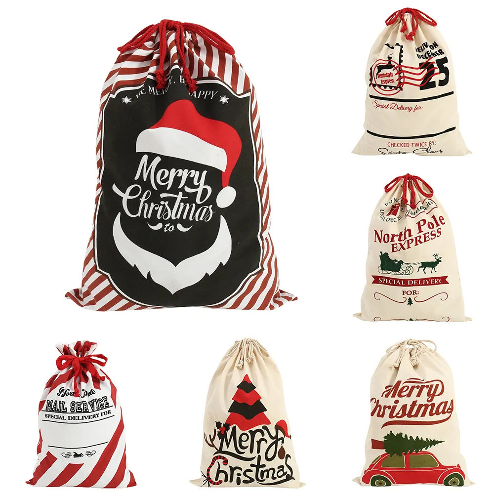 Red Velvet Christmas Sack Santa Sacks Drawstring Canvas Candy