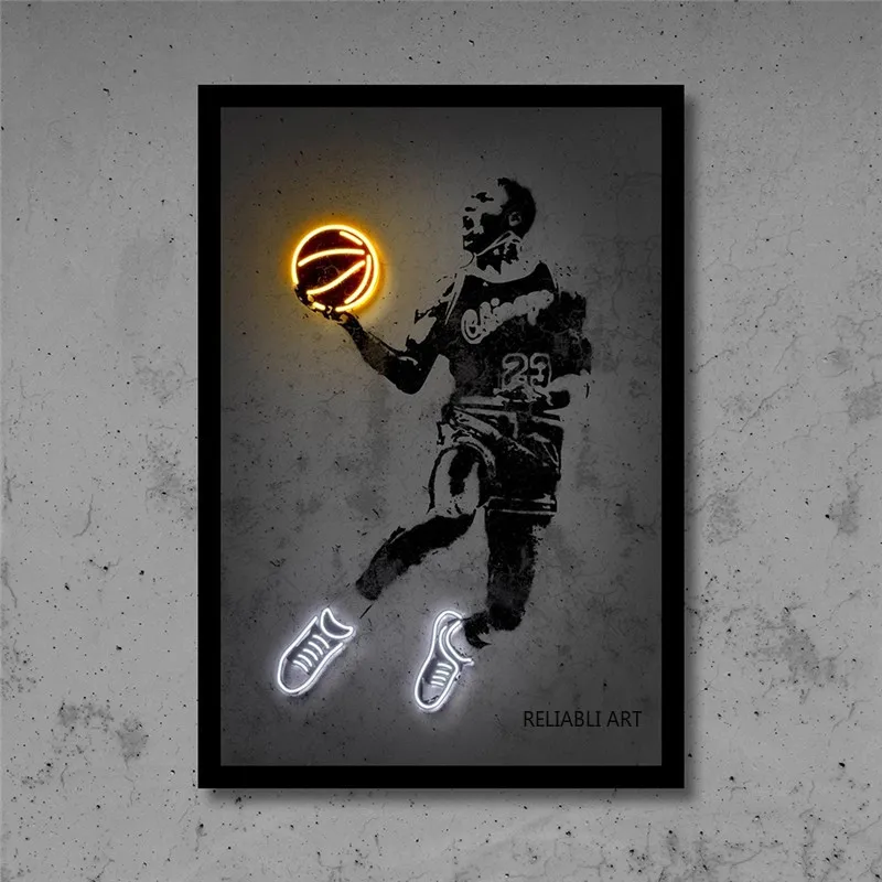 Scarpe Da Basket Al Neon Sport Poster E Stampa Street Wall Art Picture Regalo Man Office Home Decor 436 DHgate