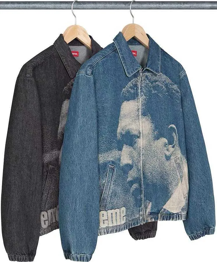 Dezelfde stijl jassen voor mannen en dames nieuwe zwarte portret denim jassen mode straatkleding 2024S-xl