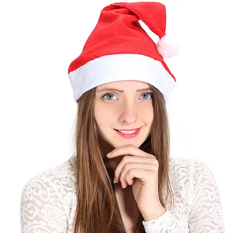 Sombrero rojo de Papá Noel, sombreros de felpa Ultra suaves para Cosplay de Navidad, decoración navideña, sombreros de fiesta de Navidad para adultos, buena calidad