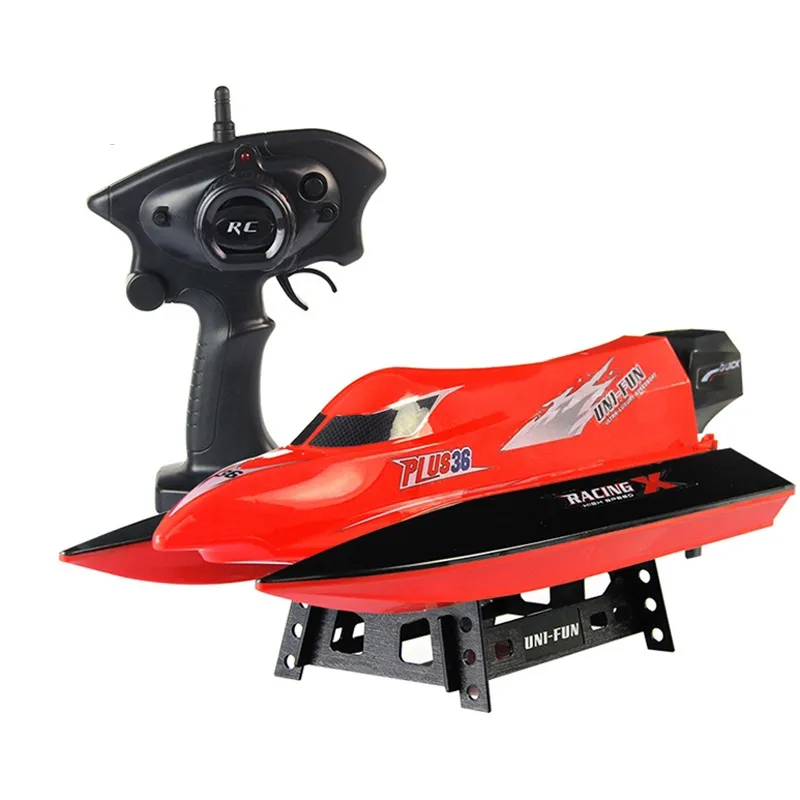 Barca rc ad alta velocità rossa e gialla HQ-959 20-25 KM / H 2.4G rc barca motoscafo rc velocità radiocomando barca da corsa giocattolo per bambini regalo per bambini