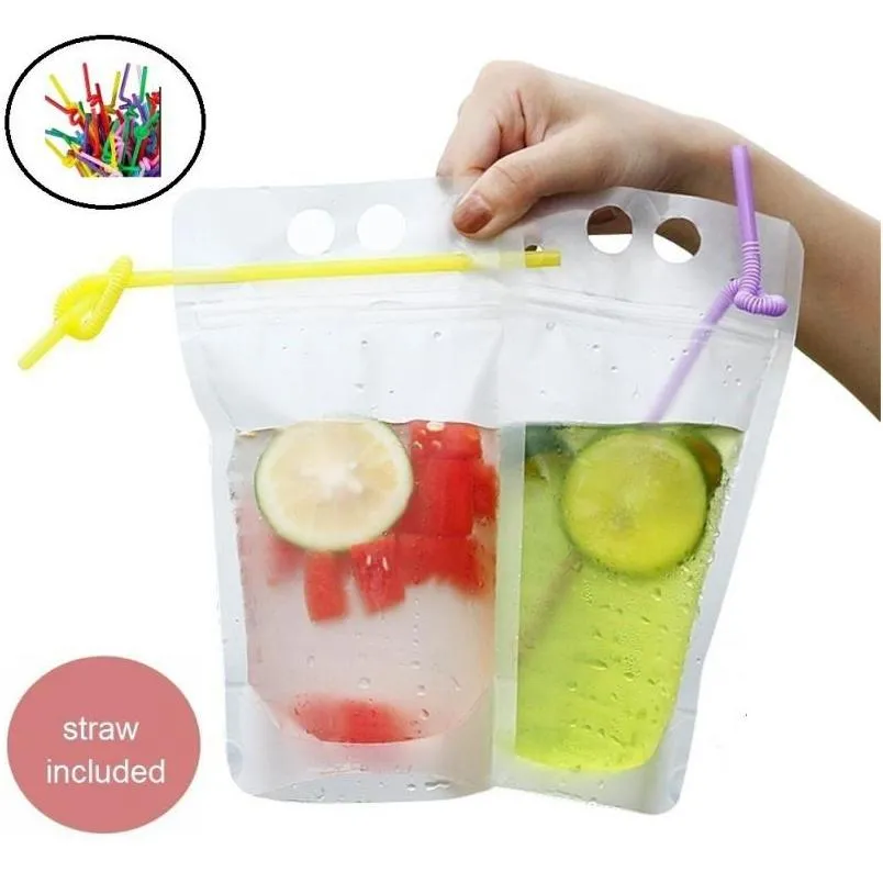 plastic drinking pouch flasks juice container leakproof liquor pouch reusable flask bags clear foldable with funnel