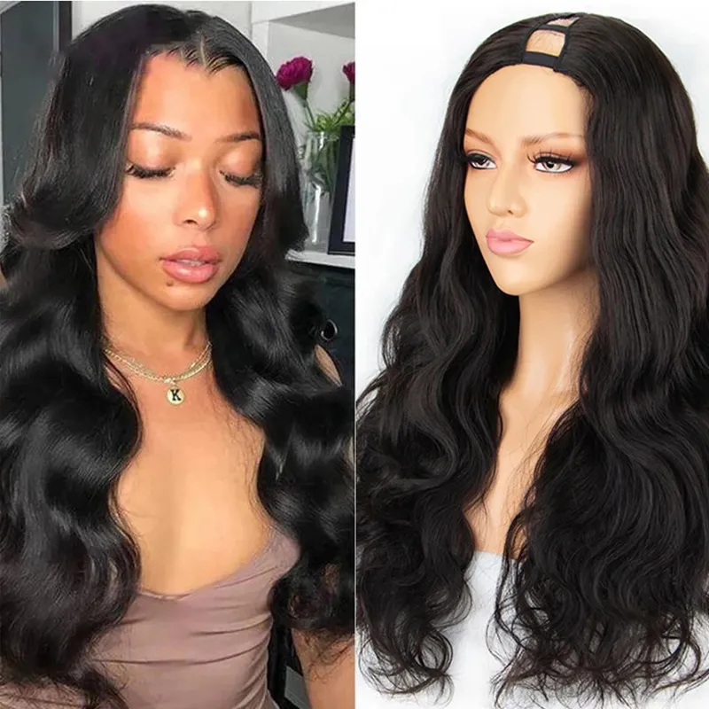 U Part Wigs Brazilian Body Wave Wig Full Machine Made U Shaped Wig 150% Density Human Hair Wigs For Black Women