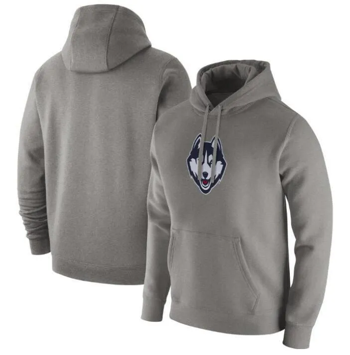 USC Trojans Heathered Grey 빈티지 로고 클럽 양털 풀오버 Hoodie UConn Huskies 스웨트 BBB