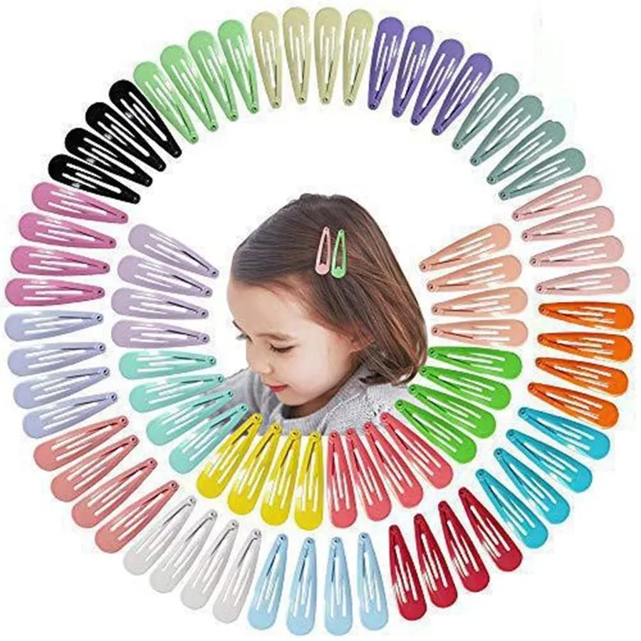 Mix Color Solido 5 cm Metallo HairGrip Snap Clip per capelli per bambini Baby Donne Barrettes Clip Pin TS211