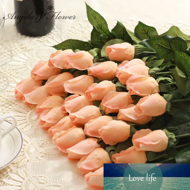 1pcs Real Touch Rose Bud Artificial Silk Mariage Fleurs Bouquet Décorations de la maison pour la fête de mariage ou anniversaire Petite taille Bourgeon