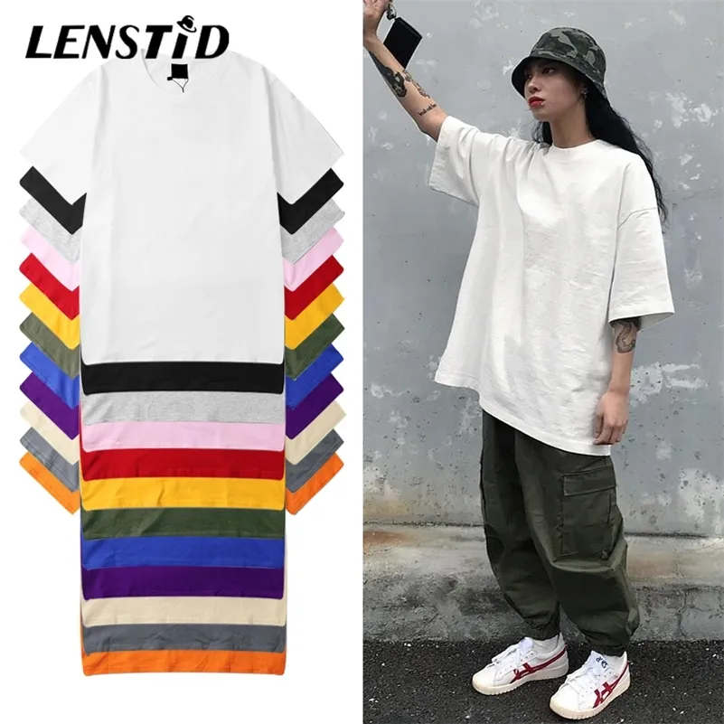 LENSTID Harajuku Plain T Shirt 2020 Été 100% Coton Hommes Blanc Tshirt Streetwear Casual Basic T-shirts À Manches Courtes Tops Tees LJ200827