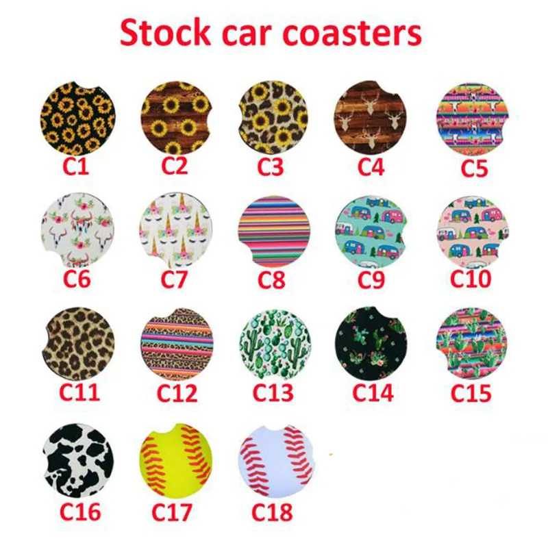 50st Car Cup Holder Coaster Neoprene Mats Kontrast Mug Coaster Cars Drink Mat For Home Decor Accessories