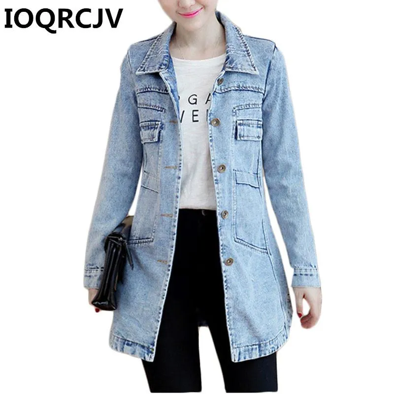 Vestes Femmes 2022 Automne Hiver Denim Veste Femmes Slim Long Base Manteau Casual Jeans Manteaux Manteaux Plus Taille S-5XL R449