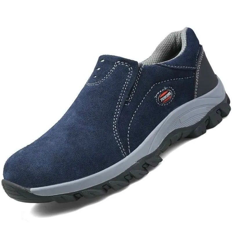 Herren Casual Big Size Stahlkappenabdeckung Arbeitssicherheitsschuhe Slip On Kuh Wildleder Leder Tooling Sicherheitsstiefel Zapatos de Seguridad Man Y200915