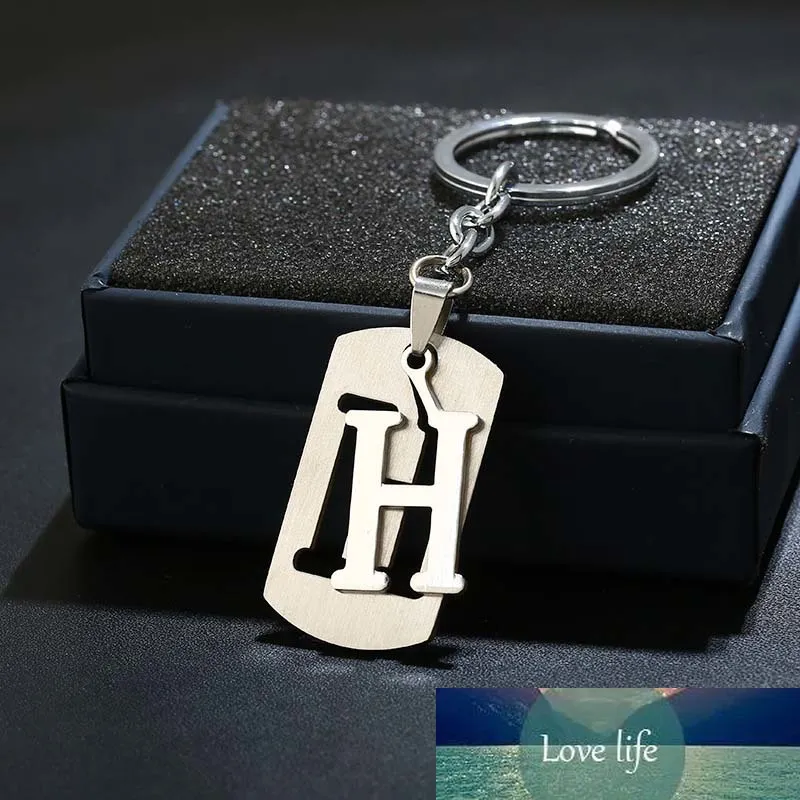 26 lettres initiales anglaises A-Z en acier inoxydable Alphabet porte-clés anneau porte-clés voiture portefeuille sacs à main pendentif décor accessoires