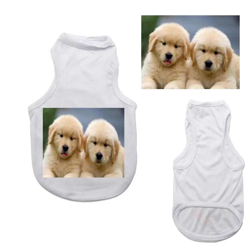 50pcs Sublimation Blank White Dog Apparel DIY Pet Dogs T Shirt for Small Pet Heat Transfer Print