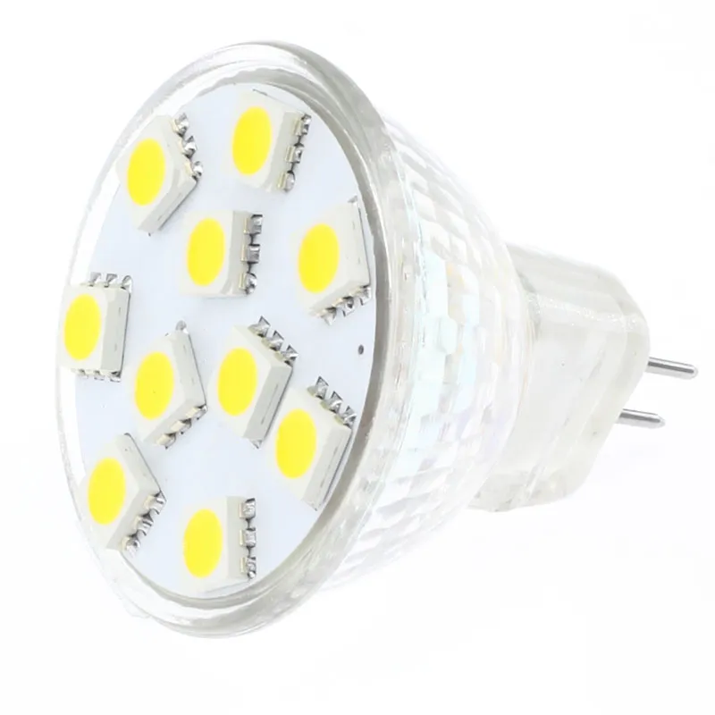 Dimmalbe led mr11 g4 قاعدة لمبة 10led ضوء ac / dc10-30v 12 فولت / 24 فولت smd 5050 153-175lm الأبيض الدافئ الأبيض 5 قطعة / الوحدة