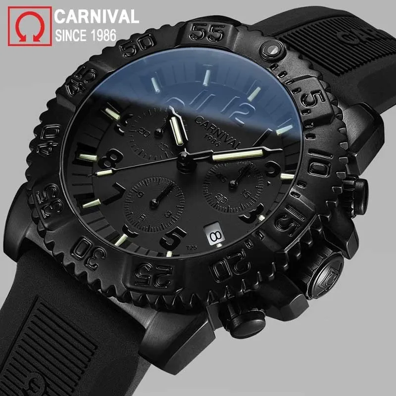 Relogio Masculino CARNIVAL Brand Military Army Watch Men Luxury Tritium Self-luminous Diver Chronograph Sport Quartz Watch Clock T200409