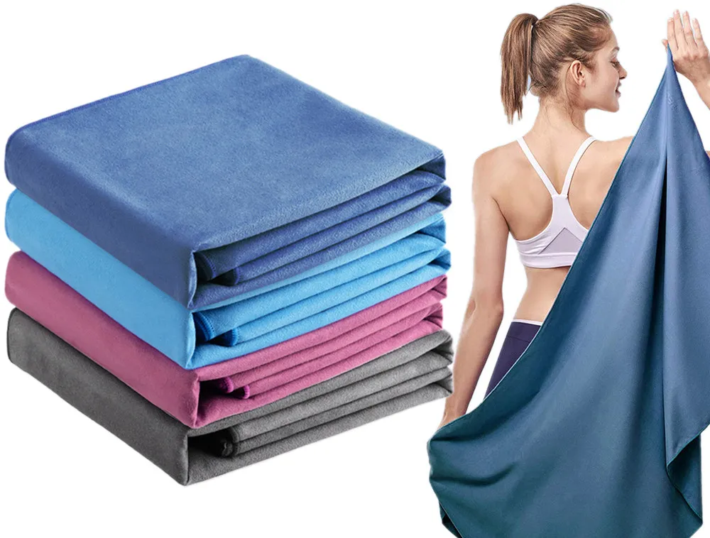 Serviettes de bain de sport de voyage Ensemble de serviettes 76 * 152cm microfibre Couleur unie Velours double face Séchage rapide Super absorbant Ultra doux Léger Gym Plage Natation Yoga