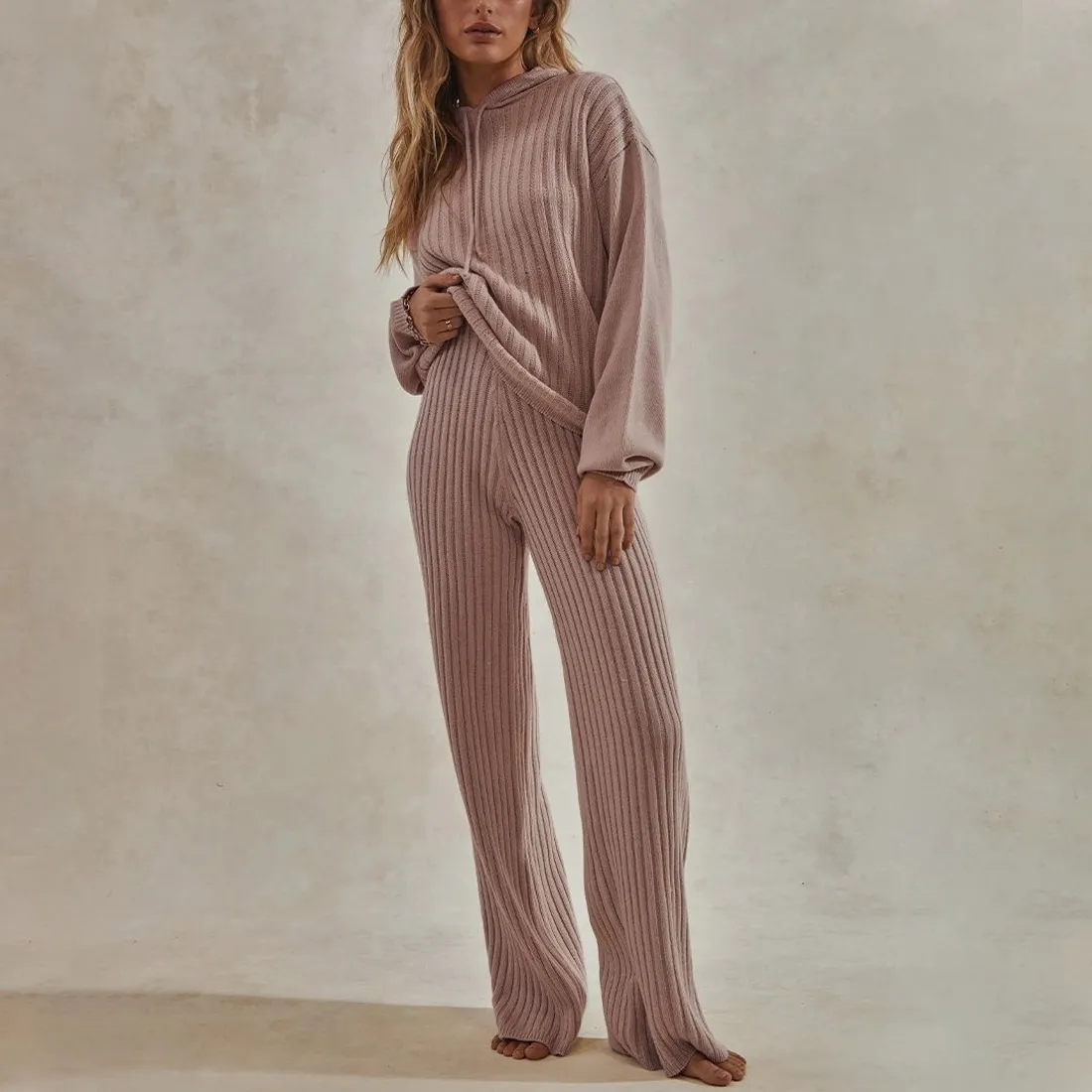 Tracksuit Knitted Lounge Suits FunAloe2 Piece Lounge Set For Women