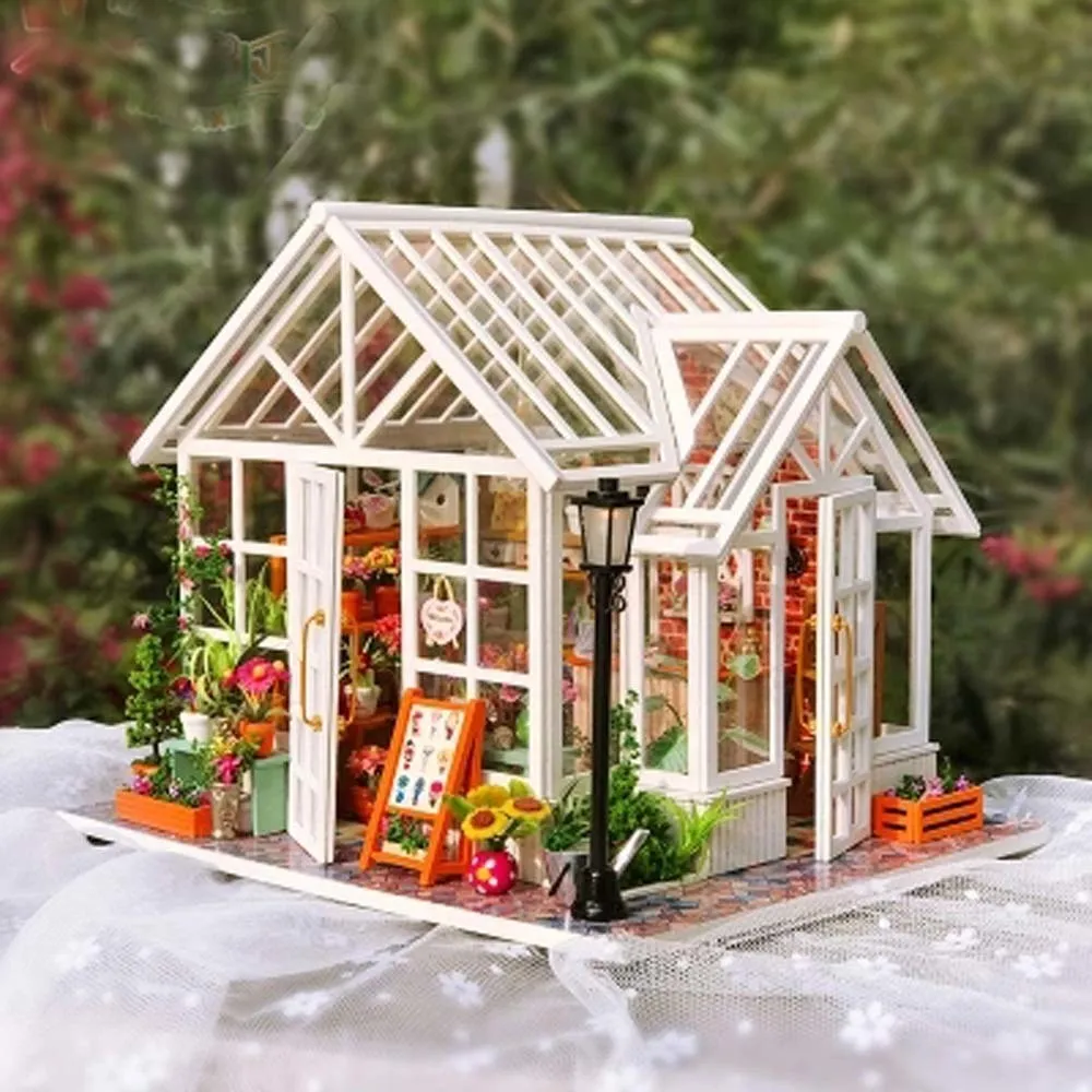 DIY Dollhouse Wooden Houses Miniatures for dolls dollhouse Furniture Kit doll houses Toys for Children Gift Sosa Greenhouse LJ201126