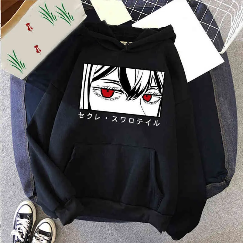 Hot Black Clover Eyes Hoodie Anime Manga oczy Czarny bluzy Topy Ubrania H1227