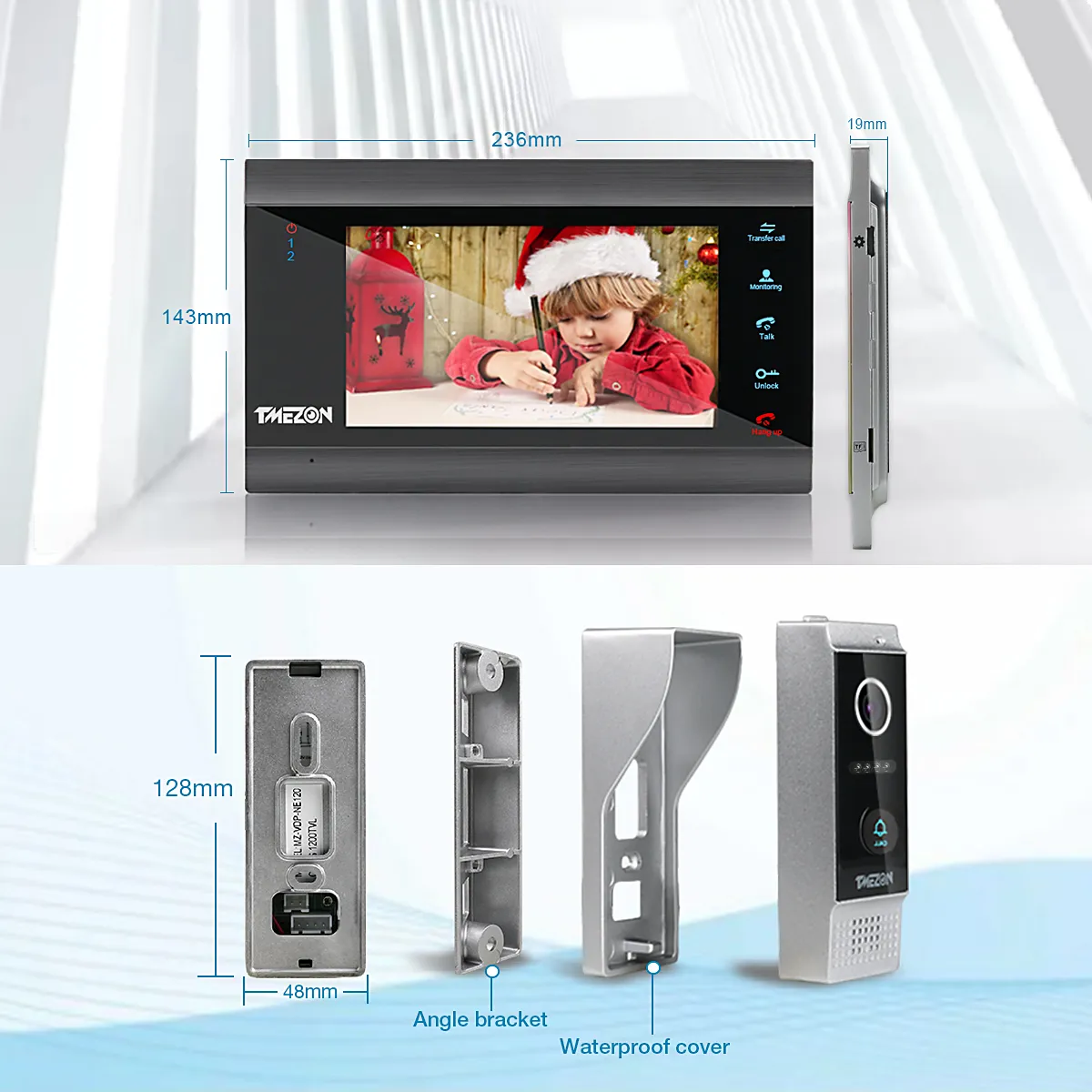 Sistema de portero automático para hogar, timbre inalámbrico con vídeo IP  inteligente, WiFi, 7 pulgadas, con cámara de teléfono con cable de