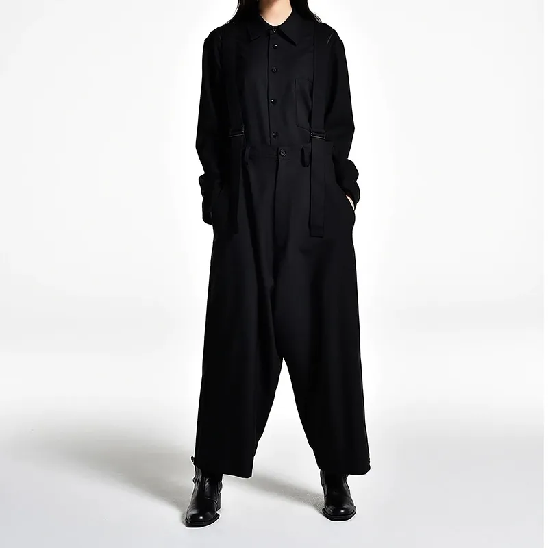 Originelles Design von Culottes mit weitem Bein und Hosenträgern, ultra-lockeren Hosen im japanischen Stil für Herren, Big Yards Herrenhosen 201109