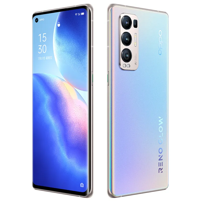 Original Oppo Reno 5 Pro + Plus 5G Mobiltelefon 12GB RAM 256GB ROM SNAPDRAGON 865 50MP AI Android 6.55 "Full Screen NFC Face ID Cell Phone