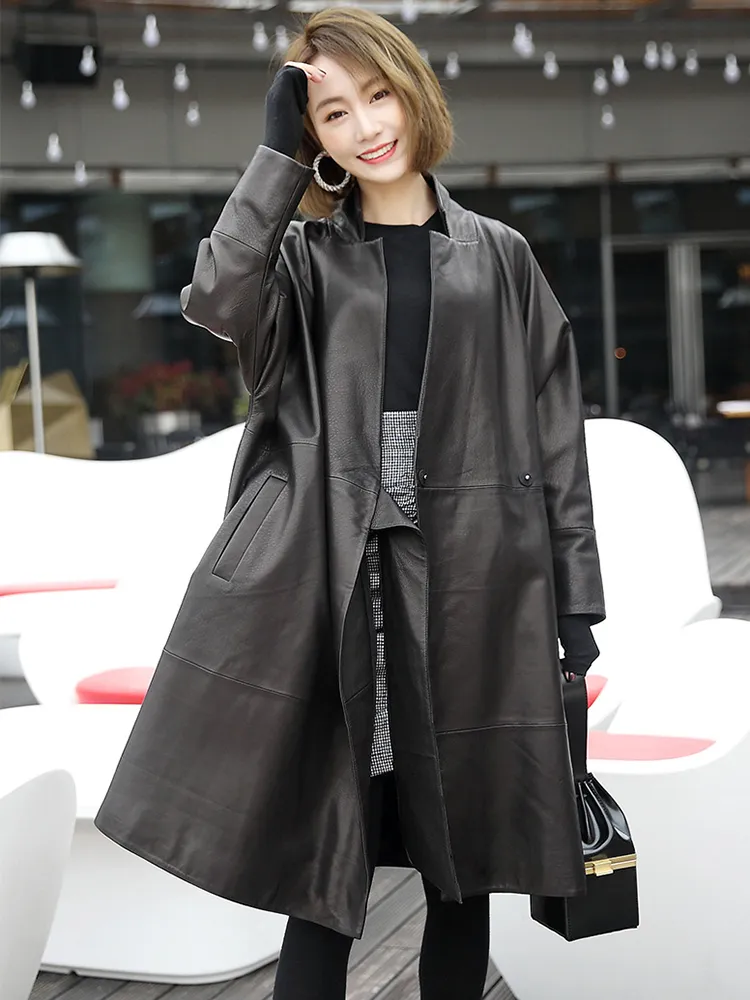 Cappotto con maniche clearance in pelle donna