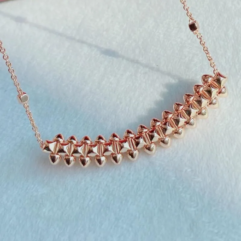 Chains Brand Pure 925 Sterling Silver Jewelry For Women Rota Rivet Pendant Rose Gold Necklace Cute Lovely Design Fine Luxury