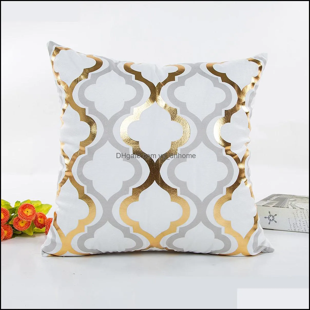 Supersoft Velvet Bronzing Pillow Cover Cushion Cover Home Decor Pillow Decorative Gold and white Color Pillow Case
