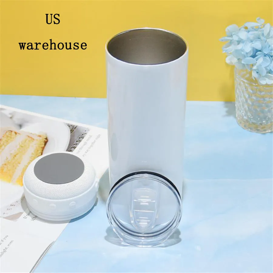 USA WAREHOUSE 20oz Portable Sublimation Bluetooth Speaker Tumblers With White blank Wireless Speakers Cups with sealing lids