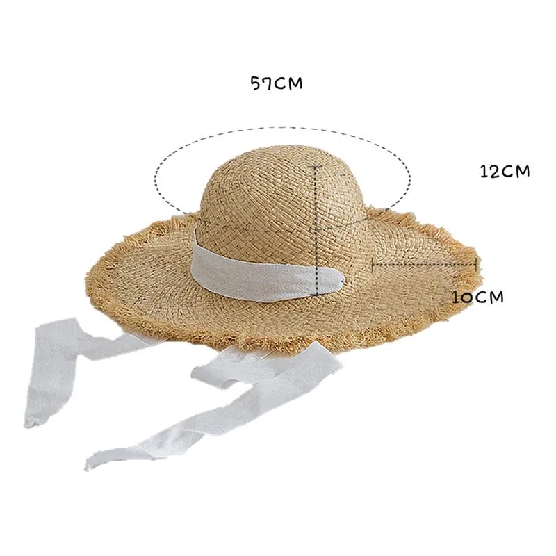 Hand Woven Straw Newborn Beach Hat For Women With Wide Brimmed Lace  Streamer Perfect For Beach Fashion And Sunsn White255i From Yutj871, $28.74