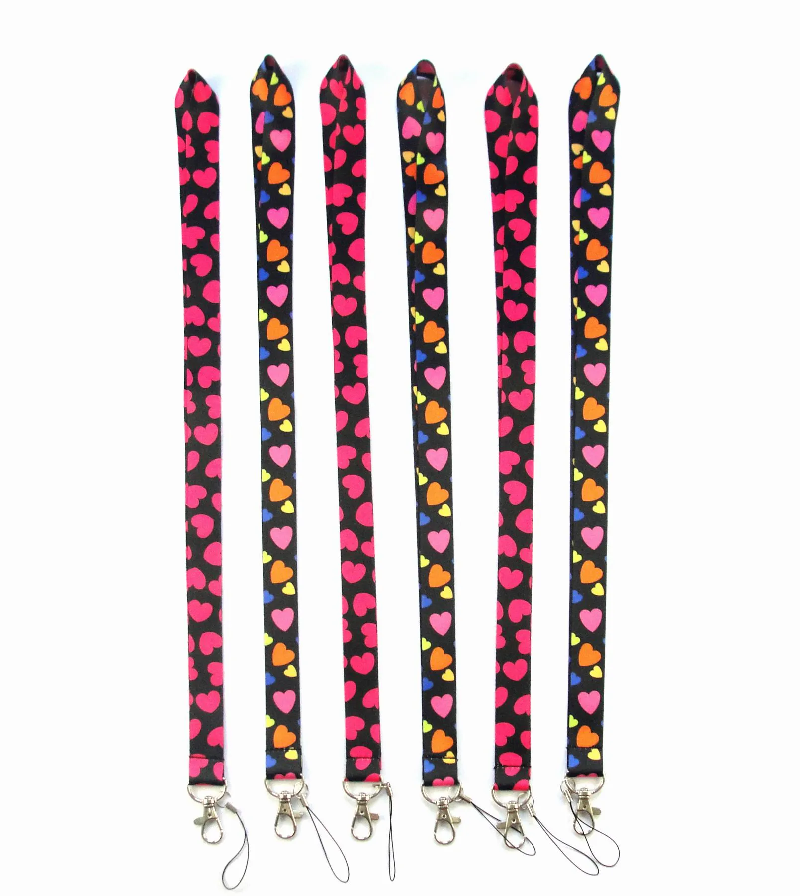 2021 새로운 600pcs 인기있는 사랑의 심장 모양 만화 lanyards 목 스트랩 전화 키 ID 카드 홀더 끈 키 DIY 선물 # 002