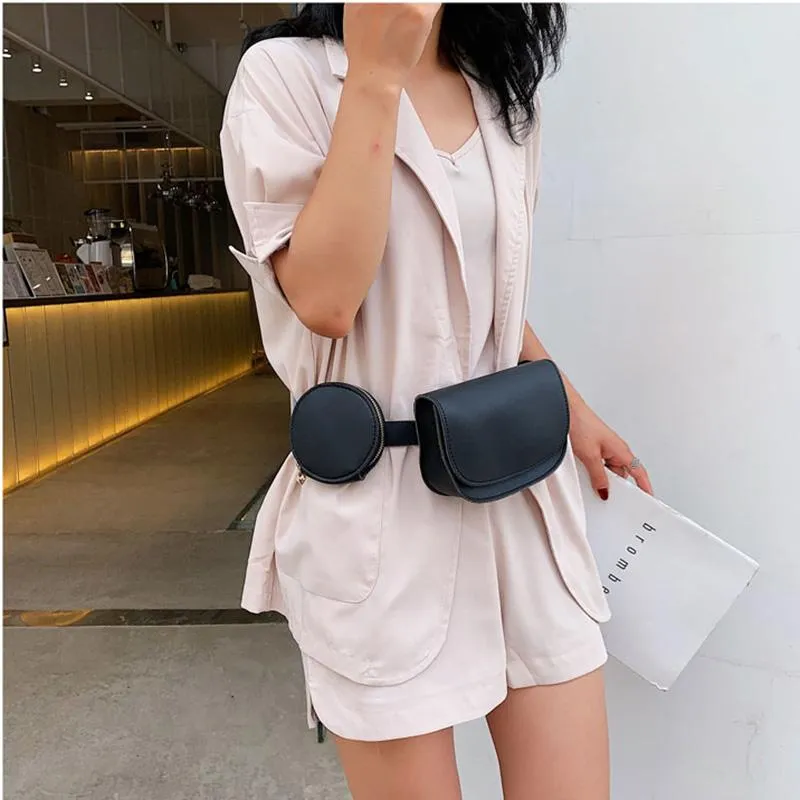 Waist Bags Vintage Fanny Pack Luxury PU Leather Women Belt Fashion Designer Mini Round Chest Bag Female Casual Pouch Coin Purse